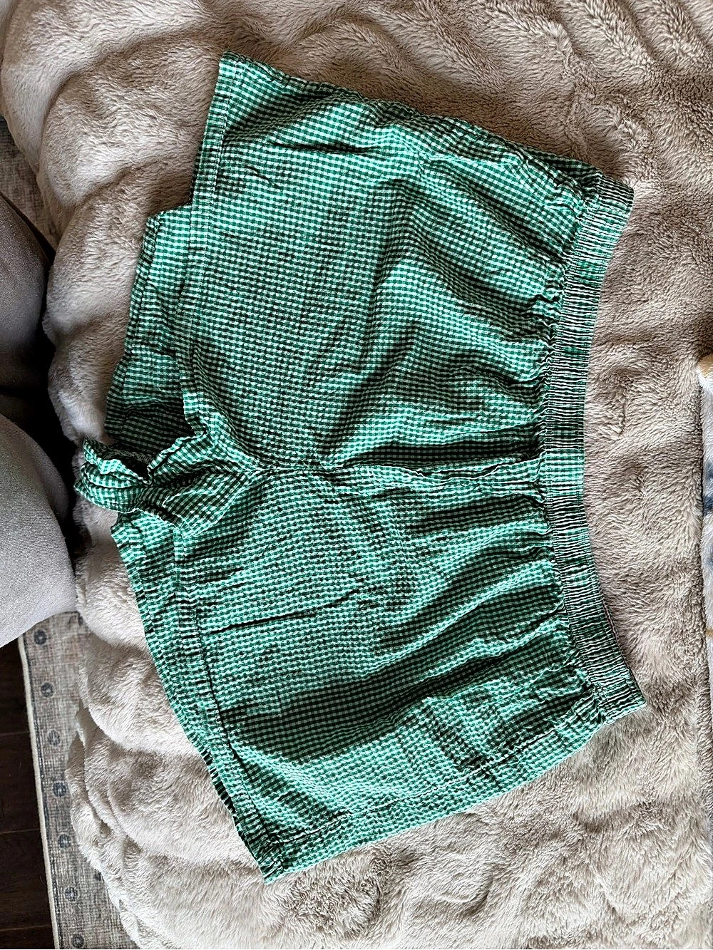 aerie Gingham Boxer Lounge Shorts Green & Pink Large